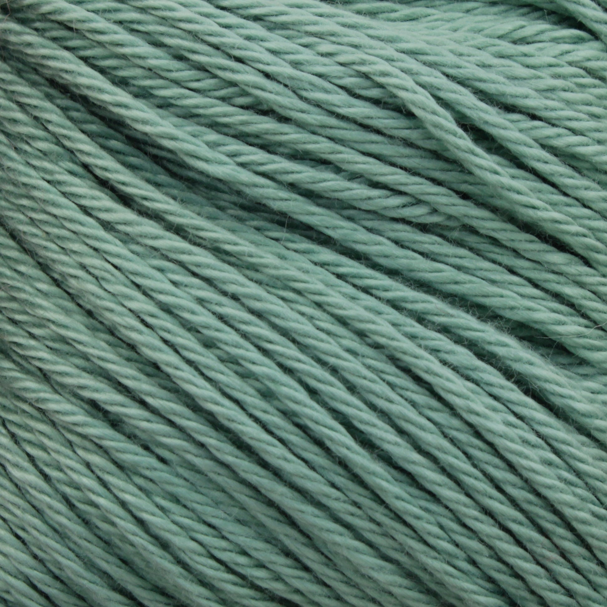 Close-up of a bundle of teal-colored Cascade Ultra Pima Cotton Yarn by Cascade Yarns. The strands are neatly wound together, showcasing the texture and smoothness of the Peruvian Pima Cotton fibers. The image highlights the color consistency and intricate details, emphasizing the soft hand of this luxurious yarn.