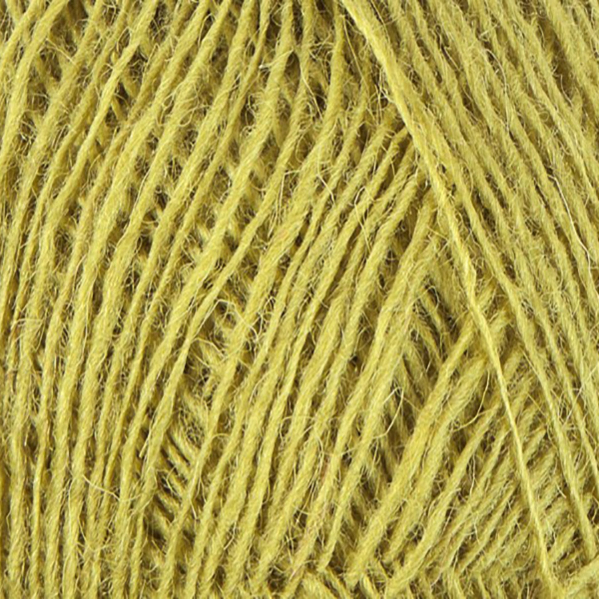 Close-up image of Berroco, Inc.'s Einband Lopi in yellow. The texture is clearly visible, with strands closely intertwined. The yarn appears soft and slightly fuzzy.