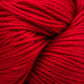 Close-up image of red yarn made from Cascade Ultra Pima Cotton Yarn by Cascade Yarns, showing the tightly twisted fibers and vibrant color. The texture is detailed, highlighting the softness and thickness of the yarn strands, offering a soft hand ideal for any project.