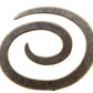 Introducing the Antiqued Metal Spiral Shawl Closure by Dill Buttons of America, Inc. This bronze ornament features a flat, sleek design with a rustic finish, curling inward from a wider outer edge to a narrow inner tip. Its slightly weathered texture gives it an antique look, making it the perfect charming closure for your shawl.