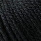 Close-up of tightly wound, dark-colored yarn. The texture appears super soft and slightly fuzzy, with individual strands clearly visible, showing the twisted fibers that make up the yarn. This Jo Sharp Silkroad Ultra by Kingfisher Yarn & Fibre is perfect for cozy winter accessories with its deep charcoal or black hue.