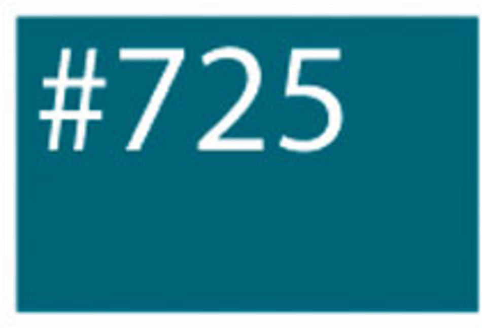 A teal-colored rectangle with the text "#725" in white, centered near the top, showcasing a vibrant hue often associated with WashFast Acid Dyes by G & K Craft, which are used on protein-based fibers for permanent color.