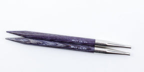 Two Dreamz Interchangeable Knitting Needle Tips from Accessories Unlimited with smooth joins and metal bases against a plain white background. The needles have a purple hue and are marked with the size US 10.5 - 6.5 mm, perfect for knitting hats.