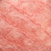 Close-up image of soft, pink Victorian Brushed Mohair Yarn | Mini Skein from Caledonian Dye Works with visible strands and a slightly tangled texture. The natural fibers create a delicate and fluffy appearance suitable for knitting or crafting projects, reminiscent of luxurious mohair often favored in Victorian yarns.