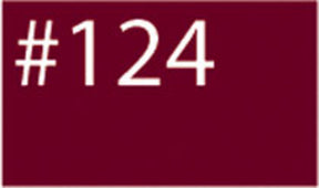 A maroon rectangle with the white text "#124" written in a bold font in the upper left corner, reminiscent of designs often created using Jacquard Products' Procion Dye for cellulose and silk.