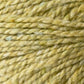 A close-up view of Jo Sharp Silkroad DK Tweed by Kingfisher Yarn & Fibre, showcasing its twisted strands and fibrous texture. The DK weight yarn appears soft and slightly fuzzy, with subtle variations in its light olive green color.