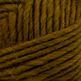 Close-up image of tightly wound, thick mustard yellow Lamb's Pride Bulky Yarn by Brown Sheep, showcasing its fuzzy texture and parallel strands, perfect for knit/crochet felting.