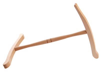 The Ashford Niddy Noddy by Ashford Handicrafts Limited is a wooden yarn swift with a smooth central bar and two perpendicular arms that form a cross shape, perfect for winding yarn into skeins.