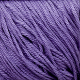 A close-up image of Cascade Ultra Pima Cotton Yarn by Cascade Yarns in purple, featuring fine, tightly woven strands. The texture appears smooth and uniform, showcasing the detailed fibers and the rich color of Peruvian Pima Cotton yarn.
