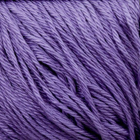 A close-up image of Cascade Ultra Pima Cotton Yarn by Cascade Yarns in purple, featuring fine, tightly woven strands. The texture appears smooth and uniform, showcasing the detailed fibers and the rich color of Peruvian Pima Cotton yarn.
