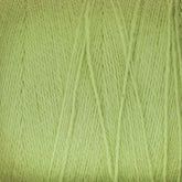 Close-up of a spool of 8/2 Cottolin Organic Yarn | Mini-Cone from Maurice Brassard. The fibers are neatly wound and have a soft, smooth texture, revealing the intertwined strands in a repeating pattern. Ideal for crafting your own Cottolin Tea Towel Kit, the soft pastel green color conveys calm and freshness.