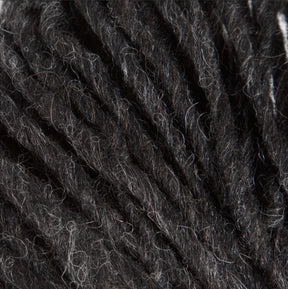 Close-up image of dark gray Jöklalopi (Bulky Lopi) yarn fibers by Berroco, Inc., showcasing the detailed texture and twists of the threads, evoking a rustic handmade charm perfect for chunky winter sweaters.