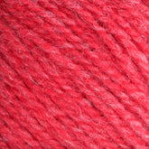 Close-up image of Bartlettyarns Maine Wool Yarn in a bright pink hue, showcasing the texture and individual fibers. The strands appear tightly twisted, creating a uniform, yet slightly fuzzy surface. This worsted weight yarn by Bartlettyarns is vibrant and rich, suitable for knitting or other textile crafts.