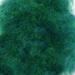 A close-up image showcases a dense cluster of greenish-bluish fibers from Harrisville Dyed & Carded Wool Fiber, by Harrisville Designs, presenting a soft, fuzzy texture. The heathered colors intermingle to create a mottled appearance, with the fibers layered and entangled to evoke the impression of natural moss-like material.