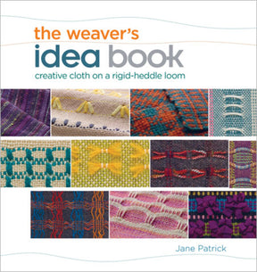 The cover of "The Weaver's Idea Book: Creative Cloth on a Rigid Heddle Loom" by Ingram Content features a grid of nine close-up images showcasing various weaving patterns and textures in vibrant colors.