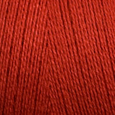 Close-up of a red ball of Maurice Brassard's 8/2 Tencel Yarn | Mini Cone, highlighting its texture and tightly wound strands. The fibers appear soft and slightly glossy, making it ideal for knitting or crocheting projects.