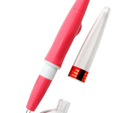 The Pen Style Needle Felting Tool by Bryson Distributing, Inc. is a sleek red and white device designed for electronic ear cleaning. It features a needle-like attachment on one end and comes with a clear plastic cap and a suction cup attachment on the side. When the cap is removed, it reveals the tip of the tool.