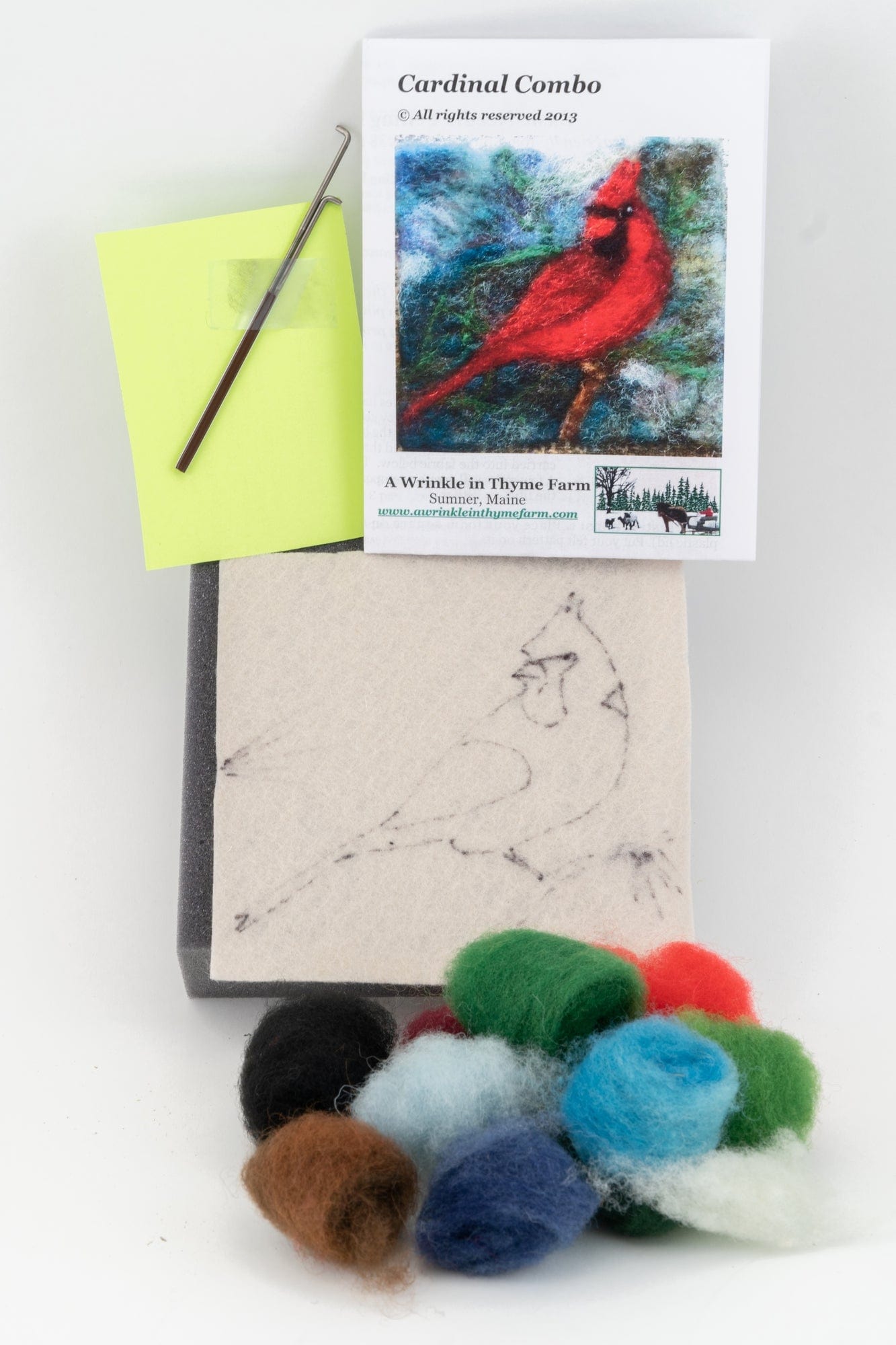 A Wrinkle in Thyme Farm Felting Kits Cardinal Thyme Tile Felting Kit (tools included)