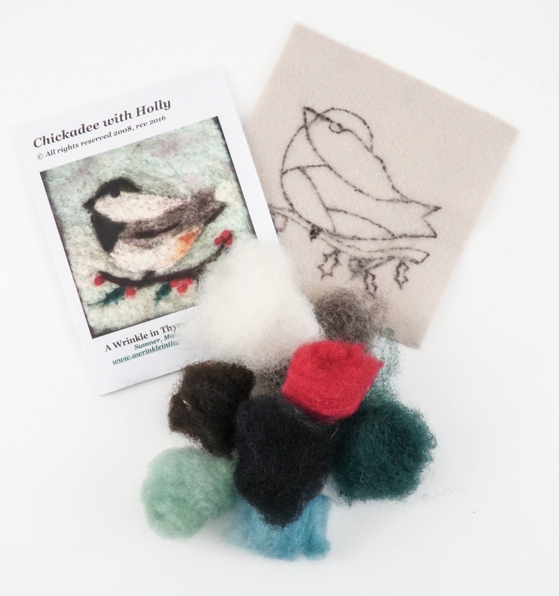 A Wrinkle in Thyme Farm Felting Kits Christmas Chickadee Thyme Tile Felting Kit (no tools)