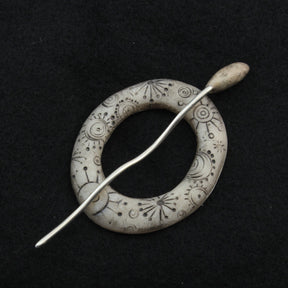 Bonnie Bishoff Shawl Pins Scrimshaw Carved Ring Shawl Pin by Bonnie Bishoff Designs