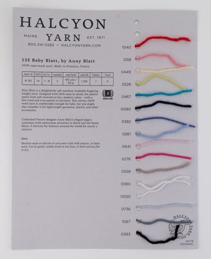 Halcyon Yarn Yarn Sample Cards Baby Blatt Sample Card