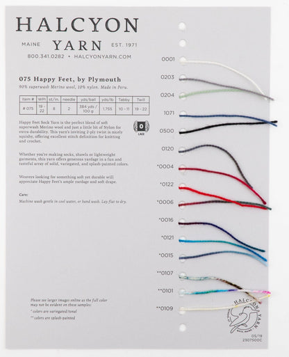 Halcyon Yarn Yarn Sample Cards Happy Feet Sock Sample Card