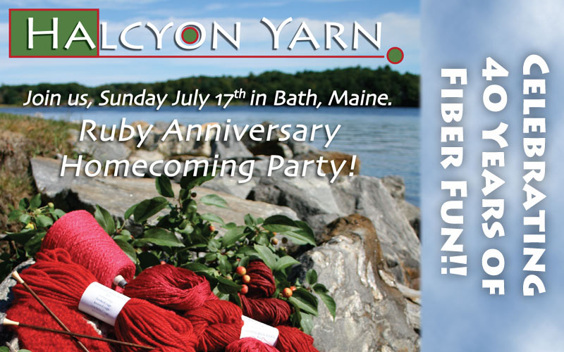Halcyon Yarn Ruby Homecoming Party invitation postcard