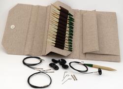Lykke 5" Interchangeable Bamboo Knitting Needle Set - Grove Beige Linen Case