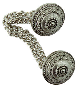 Antique Silver Button with Chain 58quot