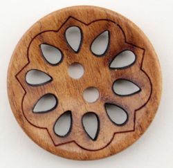 Wood Filigree 1 18quot Button