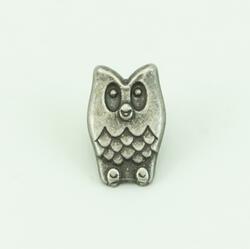 Pewterette Owl Button