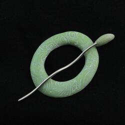 Jade Carved Ring Shawl Pin by Bonnie Bishoff Designs