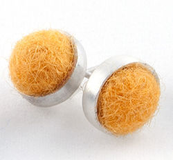 Marigold Felted Silver Stud Earrings by Cara Romano