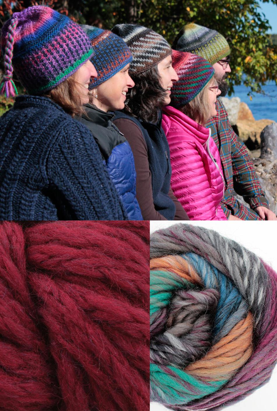 Knitting Kits Alpine Topper Hat Kit  multi wmaroon