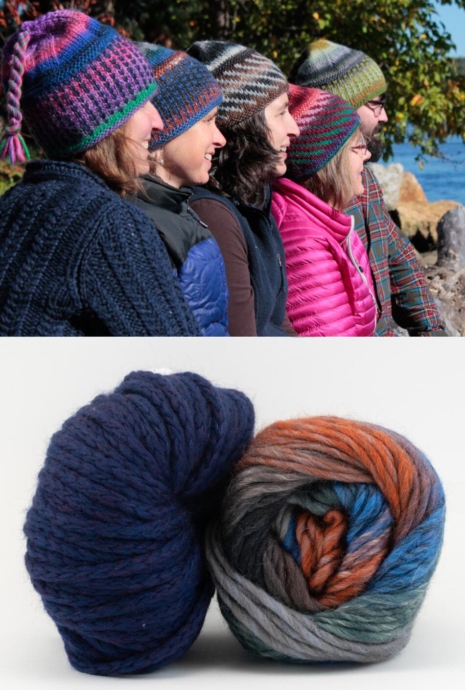 Knitting Kits Alpine Topper Hat Kit  multi wblue