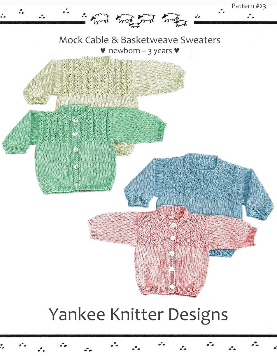 Knitting Patterns Mock Cable and Basketweave Sweaters  Yankee Knitter