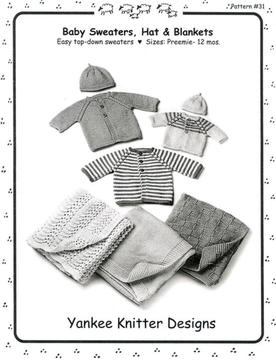 Knitting Patterns Baby Sweaters Hats and Blankets  Yankee Knitter   Pattern download
