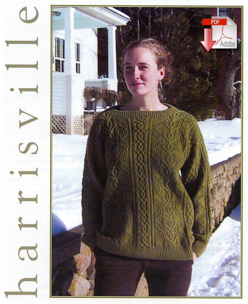 Knitting Patterns Leaf and Lattice Sweater  Pattern download Harrisville Designs