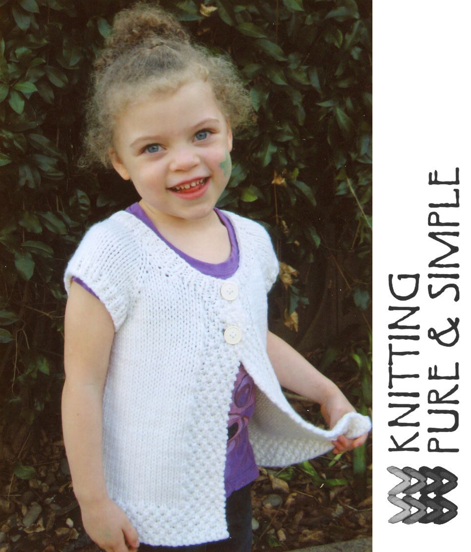 Knitting Patterns Girlaposs Cap Sleeve Cardi Vest by Knitting Pure and Simple