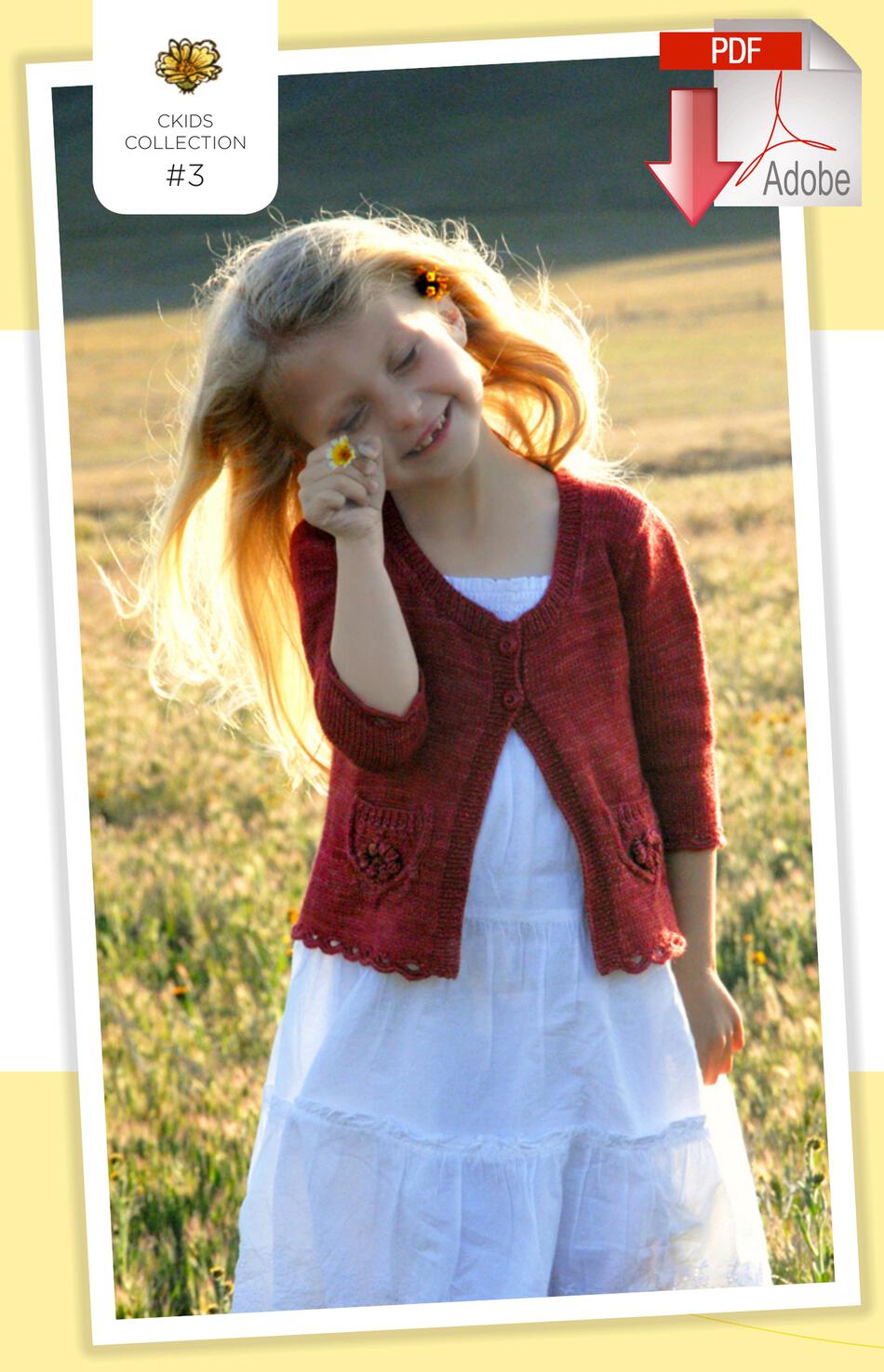 Knitting Patterns Coastal Kids Wee Wildflower Cardigan  PDF Pattern Download