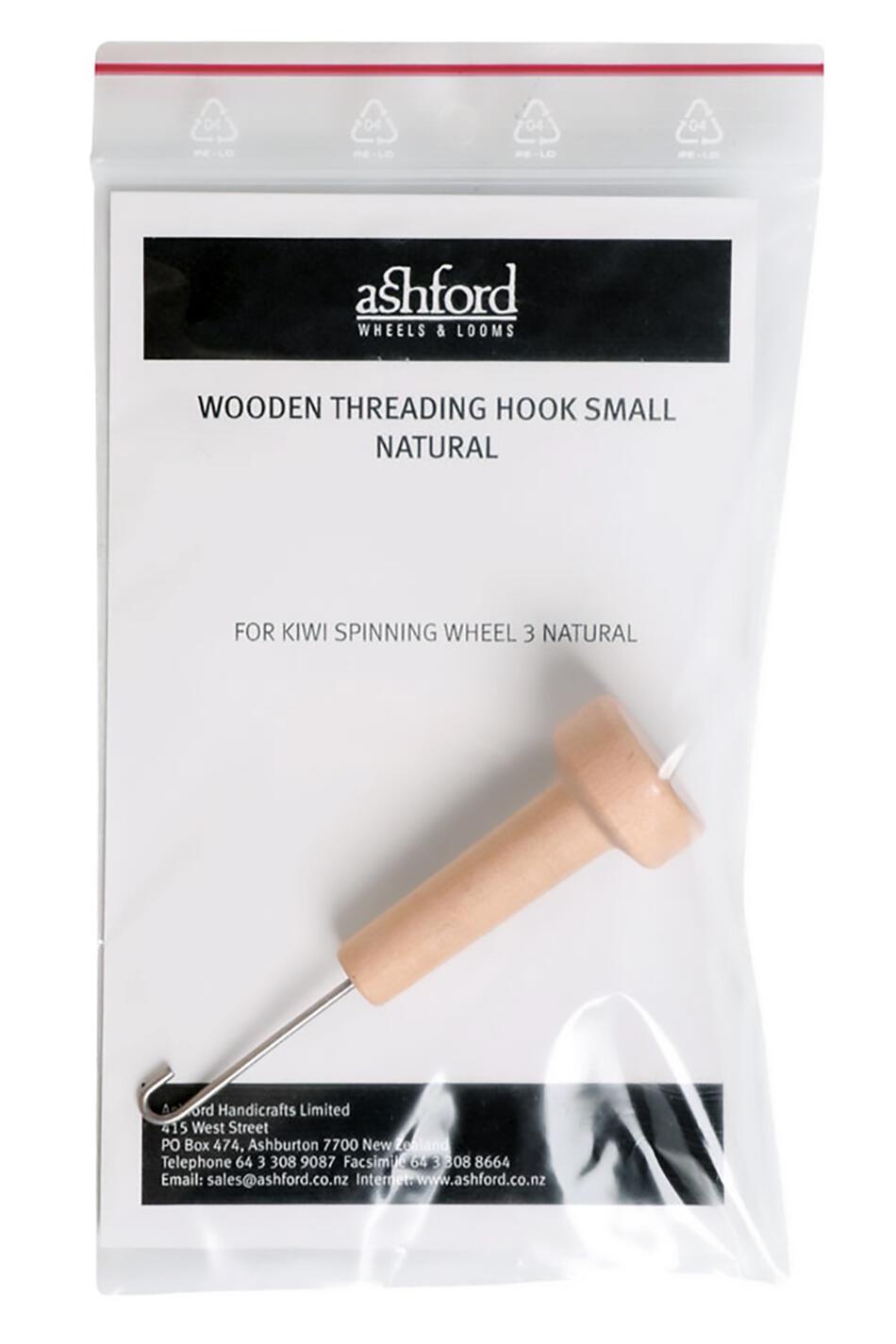 Spinning Equipment Ashford Wooden Threading Hook Small Natural  For KSW3  Packaged 1pc