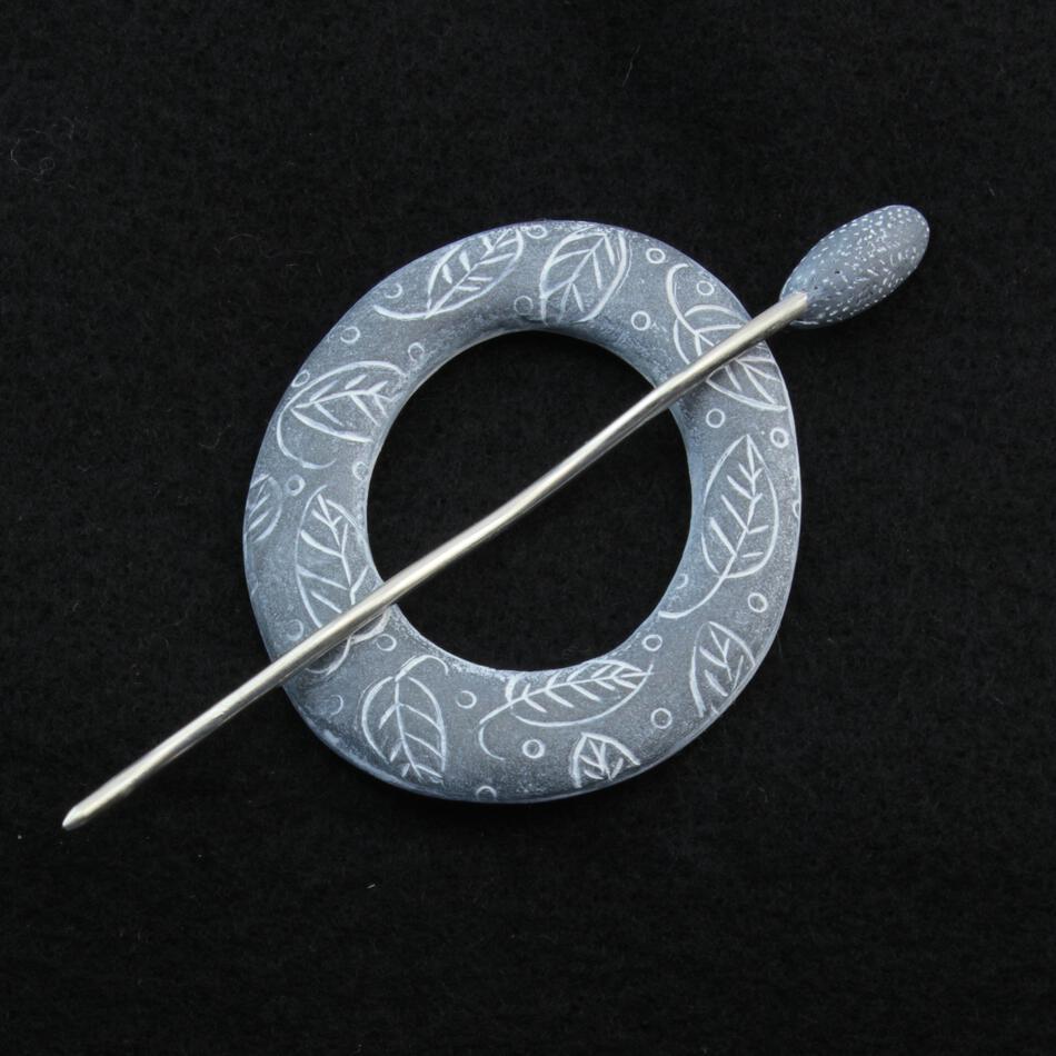 MultiCraft Equipment Granite Carved Ring Shawl Pin by Bonnie Bishoff Designs