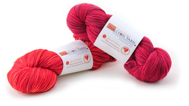 ruby hand painted sock yarn