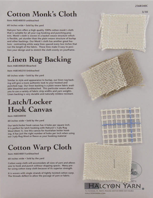 Monk's Cloth - 60 Rug Backing- sold by yard, Rug Making Equipment -  Halcyon Yarn